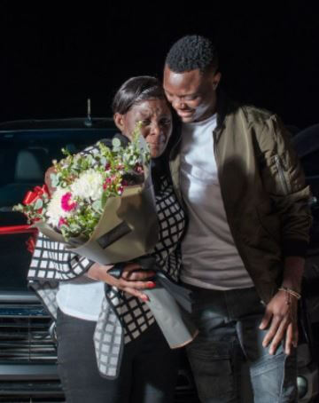 Patson Daka with his mother Josephine.